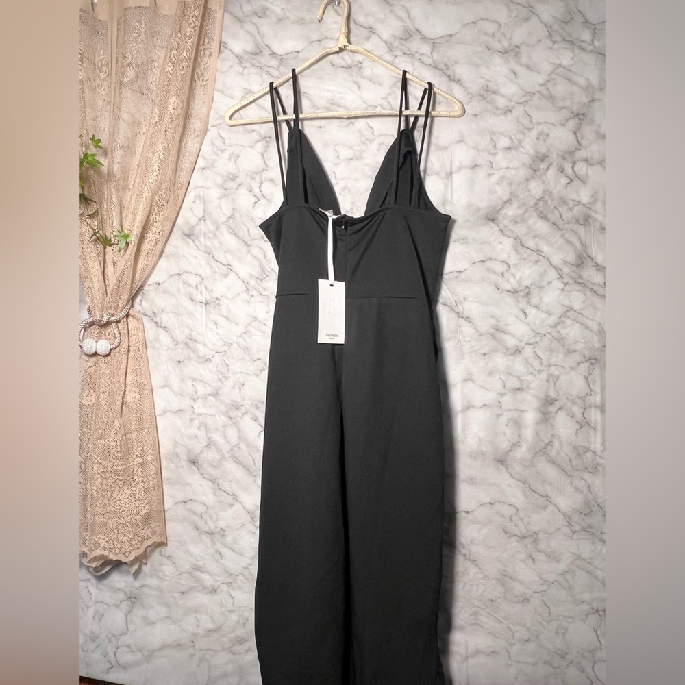 Grace Karin Black Ruched Wrap Cocktail Dress M NWT Double Strap Bodycon - Picture 3 of 11